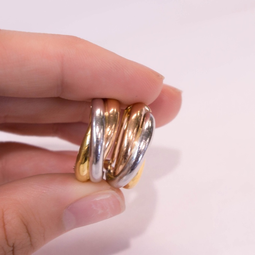 14k Tri-colored twist hoop-like earrings